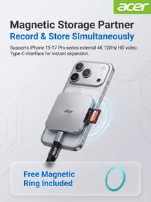 Acer 4-In-1 Magnetic Card Reader Type-C Interface SD/TF/CF Triple Card Reader Ultra-Thin Portable Suitable For Phone/Tablet/Computer OTG Expansion - View 7
