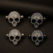 2pcs Stainless Steel Skull Nipple Rings, Women's Unique Body Piercing Jewelry, Suitable For Daily Wear - Skull Nipple Piercing - View 1