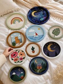 Multi-Size Round Decorative Tray Silicone Molds, Rainbow, Cat, Flower, Starry Sky, Mountain Landscape Storage Board Molds, DIY Resin Plaster Jewelry Tray, Bohemian Desktop Ornament Craft Molds - Round Silicone Mold - View 2