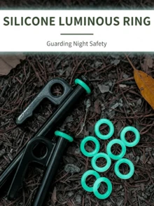 15/30pcs Glowing Tent Stake Rings, Rubber Camping Stake With Glowing Ring Functional Tent Accessories, Easy To Install And High Visibility, Rubber Material, Outdoor Camping Essentials, Night Camping Tent Stake Safety Marker Rings, Camping Accessories - Mint Blue - View 7