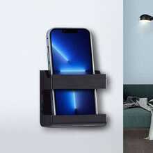 2/1pc Wall-Mounted Remote Control Storage Box, Phone Charging Stand, Closed Storage Rack, No-Drill Remote Control Socket Organizer, Remote Control Holder, Phone Stand, Suitable For Bedroom, Bathroom, Living Room, Kitchen, Office (1/2pcs) Optional - Multicolor - View 3