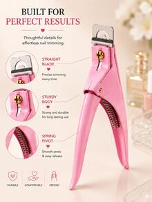 Nail Tip Cutter, Stainless Steel U-Shaped Acrylic Nail Clipper For False Nails, French Nail Art, DIY Manicure And Nail Extension Trimming, Pink Or Black - Pink - View 4