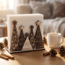 1/5pcs Rustic Wooden Christmas Tree Napkin Holder, Multi Pine Tree Tissue Storage Rack, Christmas Table Decor, Home Decor And Accessories, Winter Holiday Dining Table Desktop Ornament - Multicolor - View 3