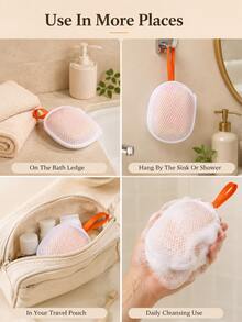 Portable Hanging Soft Mesh Soap Bag With Drawstring Closure And Compact Travel Storage Box, Quick-Drying Dense Lather Multi-Purpose Soap Mesh Bag For Home Bathroom Shower Facial Cleansing Fitness Camping Travel Daily Bathing Care - Multicolor - View 4