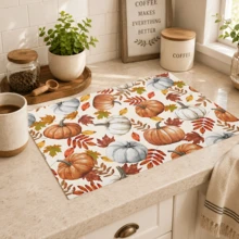 1pc Pumpkin Pattern Diatomaceous Earth Kitchen Drain Mat, Absorbent Dish Drying Mat, Coffee Machine Mat, Dishwashing Mat, Sink Mat, Kitchen Countertop Protector, Suitable For Cups, Plates, Tableware And Kitchen Decor - Multicolor - View 8