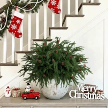 Artificial Norfolk Pine Stems For Christmas Decorations 18 Inch Fake Pine Cone Branches For Vases Garland Real Touch Faux Greenery Evergreen Plants For Xmas Home Decor Indoor Winter - Multicolor - View 3