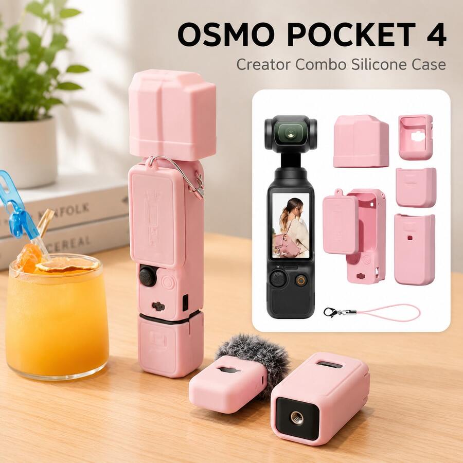 5/7 Paket Satu Set Pelindung Silikon Pocket 4, Untuk Xtra Muse Protective Case Pelindung Lensa Anti Gores Kulit Pelindung Kompatibel Dengan OSMO Pocket 3 Creator Combo/Aksesoris Xtra Muse