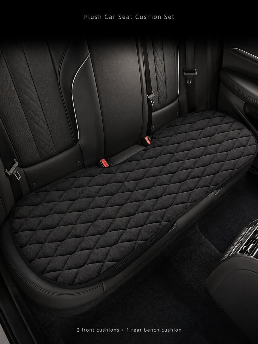1pc Car Back Seat Protector, Plush Material Seat Cushion, Anti-Slip Car Seat Pad, Universal Size Seat Pad Accessory, Car Interior Accessory, Car Decoration Garage Storage Organizer