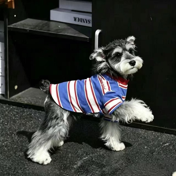 ChongTribe Korean Vintage Striped Dog Undershirt, Thin Breathable Casual Pet Clothing For Small And Medium Dogs, Printed Striped Puppy Top, Teddy Puppy Daily Outing Pet Apparel