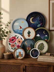 Round Silicone Tray Mold, DIY Star Moon, Sailboat Sea, Cactus Pattern Storage Board Mold, Flexible Easy Release, DIY Resin Plaster Decorative Tray, Home Desktop Decor Craft Mold - Round Silicone Mold - View 4