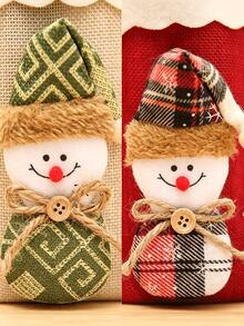 Christmas Linen-Like Drawstring Wine Bottle Bags, Santa Claus, Snowman & Reindeer Wine Bottle Covers, Xmas Table Decorations For Home Kitchen Dinner Party, Perfect Holiday Gift - View 9