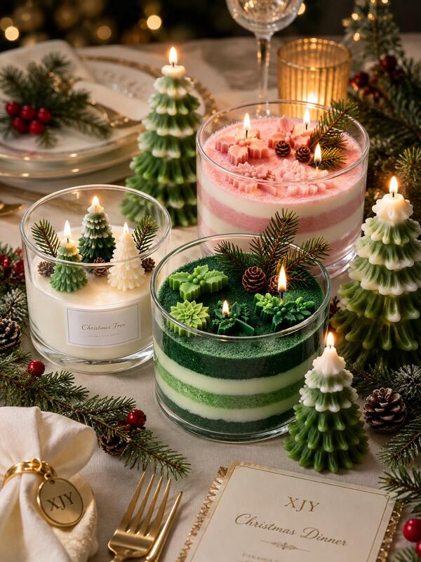 Mini Snow-Covered Christmas Tree & Holly Leaf Silicone Mold, Realistic Snow-Topped Tree Design With Delicate Layered Texture, Compact Size, Suitable For Aromatherapy Candle Inlay Decor, Standalone Small Candles, Handmade Soap Accessories, Decoration And Resin Micro Landscapes, Compatible With Christmas-Themed Candle Creations, Create Winter Atmosphere Desktop Decor, Can Be Used As Holiday Handmade Gift Material