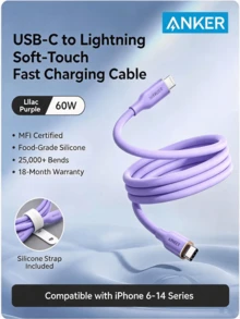 anker Kabel data pengisian cepat bersertifikasi Apple MFi A8662, kompatibel dengan iPhone 16, 15 Pro Max, dan 14. Kabel pengisian cepat port 13C ke Lightning 12, kabel pengisi daya asli. - MultiWarna - View 11