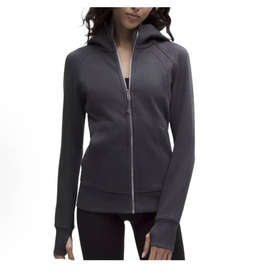Lululemon Women's Scuba Full-Zip Hoodie Classic Hooded Jacket Fit Track Jacket Full Zip Outerwear Breathable Warm Athletic Sweatshirt With Thumbholes - 石墨灰 - 查看 1
