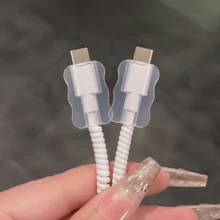 1組TPU保護套，極簡風格保護套，耐用ABS材質製成－相容Apple 18W/20W，防斷裂Type-C保護套，保護充電手機線材免受損壞 - 無色 - 查看 6