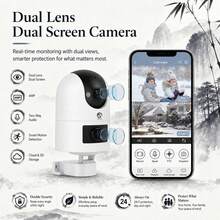 JOOAN CAM720 APP, Home Security Camera, Dual-Band WiFi Outdoor Monitoring Camera, 4MP Dual Lens, Smart Auto Tracking, Day And Night Full Color Night Vision, Two-Way Audio Intercom, Home Security Choice - Black and White - View 3