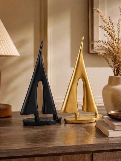 Modern Sculptures Home Decor, Gold Sailboat Decor Ornament, Boat Decorations Statue Decor, Art Sculptures And Statues, Sailboat Gifts Home Office Ba