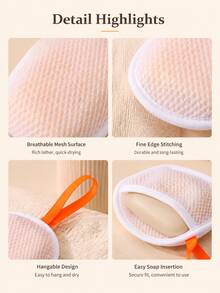 Portable Hanging Soft Mesh Soap Bag With Drawstring Closure And Compact Travel Storage Box, Quick-Drying Dense Lather Multi-Purpose Soap Mesh Bag For Home Bathroom Shower Facial Cleansing Fitness Camping Travel Daily Bathing Care - Multicolor - View 7