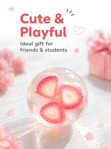 1pc Fruit Jelly Squishy Ball, Stress Relief Squeeze Fingertip Toy, Contains Realistic Fruit Slice Transparent Squishy, Desktop Decor, Study Break Stress Relief, Gift For Students And Office Workers, High Elasticity TPR Jelly Texture Anxiety Relief Sensory Toy - Multicolor - View 4
