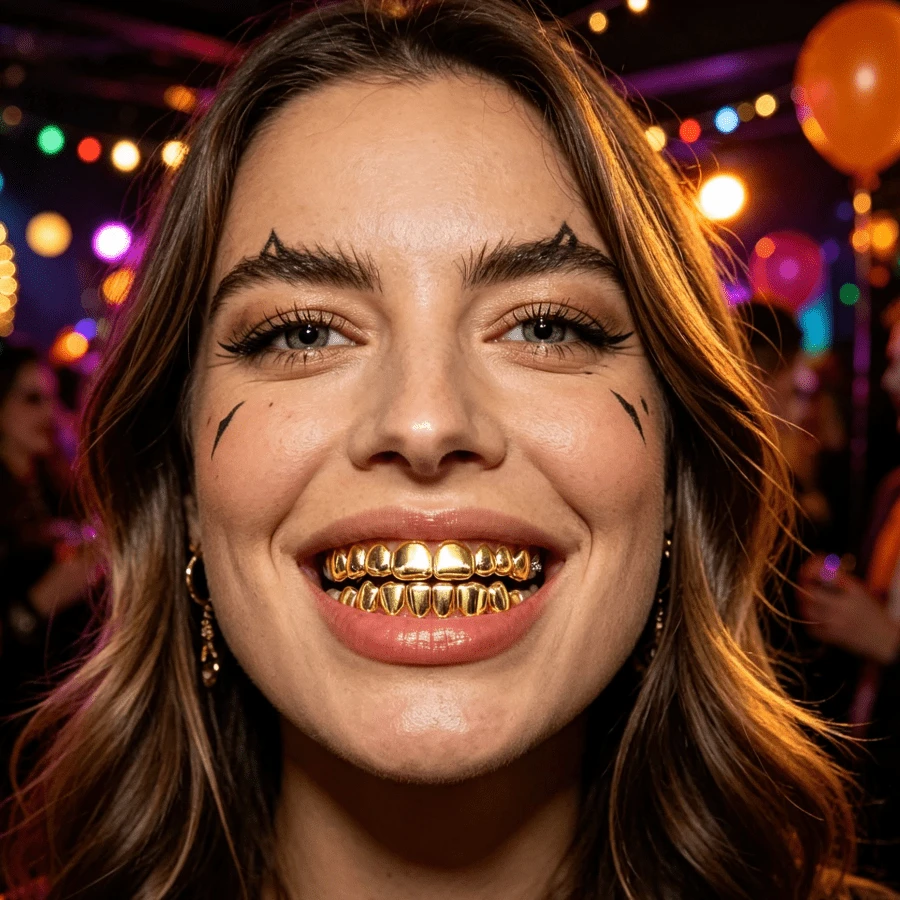 4 buah Grillz Gigi Serigala Berlapis Elektroplating Gaya Hip Hop, Penutup Gigi Taring Vampir Halloween, Penutup Gigi Dekoratif untuk Pesta, Pertemuan, dan Pertunjukan Panggung - MultiWarna - View 1