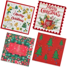 Christmas Napkins, Holiday Paper Napkins With Christmas Tree, Gingerbread Man, Hot Cocoa And Plaid Patterns, Disposable Dinner Cocktail Napkins, Suitable For Christmas Party Table Decor - Style 1 - View 2