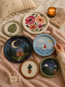 Round Silicone Tray Mold, DIY Star Moon, Sailboat Sea, Cactus Pattern Storage Board Mold, Flexible Easy Release, DIY Resin Plaster Decorative Tray, Home Desktop Decor Craft Mold - Round Silicone Mold - View 3