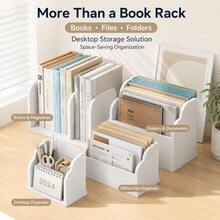 1pc Desktop Bookshelf Organizer, Multi-Functional Books, Stationery And Document Storage Rack, Minimalist Desktop Bookshelf, Suitable For Student Study Room, Office And Home - A - View 5
