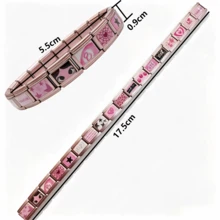 1pc Pink Theme Italian Charm, Stainless Steel Module Link Charm, Y2K Girly Print DIY Bracelet Jewelry Finding - All-pink - View 11