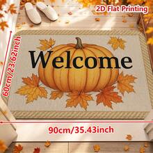 1/2pcs Autumn Door Mat, Flannel Door Mat With Pumpkin And Maple Leaf Pattern, Welcome Doormat, Non-Slip, Absorbent, Machine Washable, Multi-Functional For Entrance, Living Room, Kitchen, Bathroom, Hallway, Thanksgiving Decor Carpet - Multicolor - View 11
