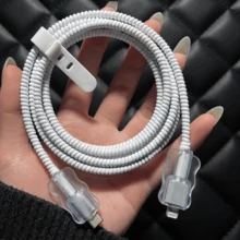 1組TPU保護套，極簡風格保護套，耐用ABS材質製成－相容Apple 18W/20W，防斷裂Type-C保護套，保護充電手機線材免受損壞 - 無色 - 查看 5