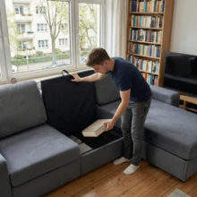 Sofa Grey Made Of Wood For Living Room - 深灰色 3 人座 - 查看 3