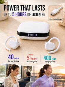 Tagry I21 Ear Hook Open-Ear Wireless Earbuds Bluetooth 5.3 Stereo Deep Bass LED Display IPX7 Headphones With Mic For Running Commuting Indoor Outdoor - View 4
