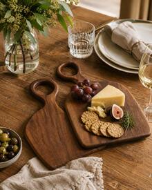 2 Pack Rustic Wooden Cutting Boards With Handle, Decorative Wood Serving Boards For Kitchen Counter Decor, Charcuterie Board For Cheese, Bread, Fruit & Home Dining(15inch*7.1inch/11.8inch*5.9inch) - Redwood - View 2