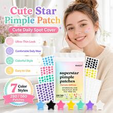 280/560 Pcs Optional KHAZIX Colorful Star Hydrocolloid Skin Shield Patches, 7Vibrant Colors Gentle Non-Irritating Skin Isolation Stickers, Makeup Friendly Day & Night Use External Dirt Blocking Patches - Star - View 6