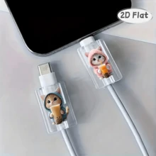 2pcs Hooded Milk Tea Cat Data Cable Connector Protector, Ins Healing Cute Pet Digital Accessory, Compatible With Apple Fast Charging 18W/20W Type-C Interface, Soft Cute Cat Print Data Cable Protective Shell, Holiday Small Gift, Cute Korean Style For Girlfriend And Best Friend - 2pcs Sweater Cat + Blue Shirt Milk Tea Cat - View 9