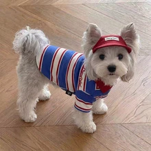 ChongTribe Korean Vintage Striped Dog Undershirt, Thin Breathable Casual Pet Clothing For Small And Medium Dogs, Printed Striped Puppy Top, Teddy Puppy Daily Outing Pet Apparel - Multicolor - View 7