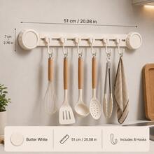 XIANG YU Suction Cup Kitchen Wall Hook Sliding Rack, No Drilling Required, Kitchen Utensil Storage Holder For Spatulas And Spoons - A - View 10