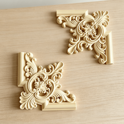 2pcs Solid Wood Carving Corner Flowers, Home Decorations, Woodworking Supplies, Suitable For Cabinets, Doors And Windows, Furniture, Background Walls, Porches, Offices And Other Decorations, Holiday Decorations, DIY Decorations.