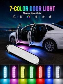 XF.Meraki 2PCS Lampu Selamat Datang LED Pintu Mobil Isi Ulang USB 7 Warna, 400mah, Lampu Peringatan Ambang Pintu Nirkabel Magnetik, Lampu Baca Interior dengan Sensor Sentuh, Dekorasi Mobil Universal - A - View 10