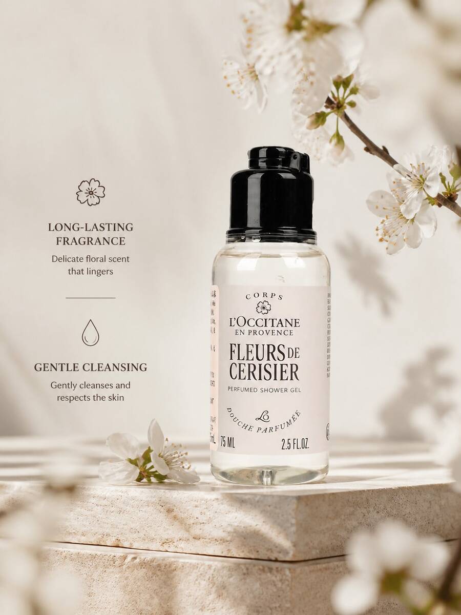 L'Occitane Sweet Cherry Blossom Shower Gel 75ml, Rich Creamy Texture, Easy Lather, Sweet Cherry Blossom Scent, Suitable For Travel - Sweet Cherry Blossom Shower Gel 75ml - View 1
