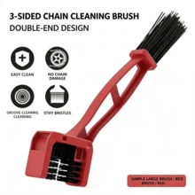 1pc/3pcs Bicycle Chain Cleaning Brush, Three-Sided Brush Head Design, Dual-Head Debris Removal Brush Cycling Maintenance Tool, Red Yellow Blue Three Colors Available - Multicolor - View 3
