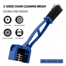 1pc/3pcs Bicycle Chain Cleaning Brush, Three-Sided Brush Head Design, Dual-Head Debris Removal Brush Cycling Maintenance Tool, Red Yellow Blue Three Colors Available - Multicolor - View 2