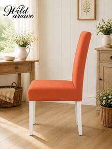 1/4/6pcs Solid Color Pattern Chair Covers, Modern Minimalist Digital Print Stretch Dining Chair Covers, All-Season Suitable For Living Room, Home, Restaurant, Banquet, Party, Holiday Decoration - Coral Orange - View 8