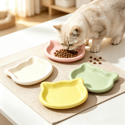 1pc Cute Cat Shallow Feeding Bowl, Multi-Functional Pet Snack Bowl, Daily Cat Supplies And Puppy Feeding Equipment, Practical Dog Supplies And Cat Accessories