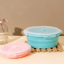 Square Foldable Food Storage Container - Silicone Container, Lunch Box, Bento Box, Collapsible Bowl, Fresh-Keeping Box, With Airtight Lid, Vent, Perfect For Camping, RV Organization And Storage, Meal Prep, Lunch - Microwave, Dishwasher, Freezer - A - View 3