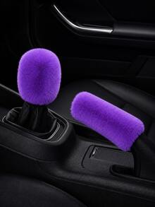 2pcs Artificial Rabbit Fur Car Gear Shift Cover And Handbrake Cover Set, Soft Warm Plush Elastic Car Gear Shift Handbrake Protector, Cute Feminine Car Interior Accessories - A - View 13