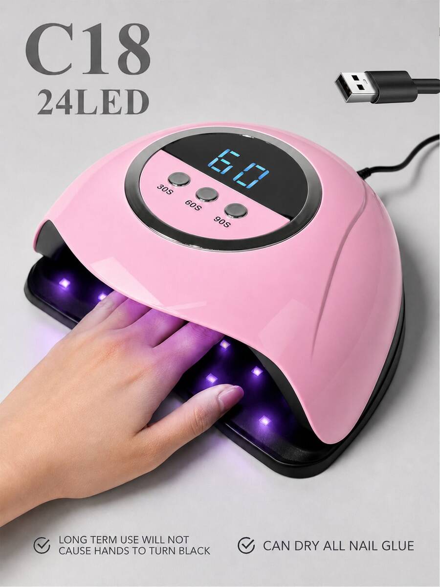 LIMEGIRL Lampu Kuku UV LED Profesional untuk Pengeringan Kutek Gel dengan Timer 30/60/90 detik dan Layar Digital, Pengeringan Cepat, Lampu Kuku untuk Rumah dan Salon, Desain Ruang Luas, Nyaman untuk Perawatan Tangan dan Kuku. - Berwarna merah muda - View 1