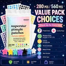 280/560 Pcs Optional KHAZIX Colorful Star Hydrocolloid Skin Shield Patches, 7Vibrant Colors Gentle Non-Irritating Skin Isolation Stickers, Makeup Friendly Day & Night Use External Dirt Blocking Patches - Star - View 4