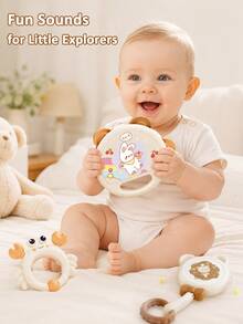 Set Mainan Bayi 8 Buah yang Menenangkan, Termasuk Mainan Kerincingan Tangan, Gendang Tangan, Terompet Mini, dan Mainan Pembelajaran Dini Lainnya, Termasuk Mainan Sensorik untuk Menggenggam, Menggoyang, dan Mengenali Suara untuk Meningkatkan Perkembangan Pendengaran dan Penglihatan, Meningkatkan Kekuatan Genggaman Tangan Bayi, Cocok Sebagai Hadiah Ulang Tahun/Liburan untuk Bayi Baru Lahir dan Balita - MultiWarna - View 6