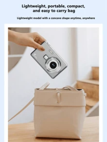 Cámara Digital 4K con Zoom 16x, Pantalla de Alta Definición de 2.4 Pulgadas 50M, Creación de Video de Píxeles, Cámara Digital Compacta, Adecuada para Estudiantes; Cámara CCD, Esencial para Viajes, Pegatinas de Cristal DIY Gratis - Conjunto de cristales blancos Q12 - Ver 9
